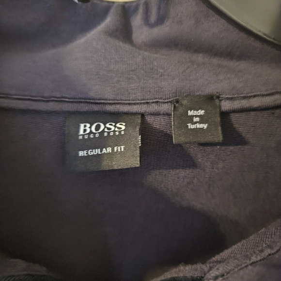 Hugo Boss 1/4 Button Sweater Mens Regular Fit Navy Cotton Long Sleeve Size XL - Picture 2 of 6